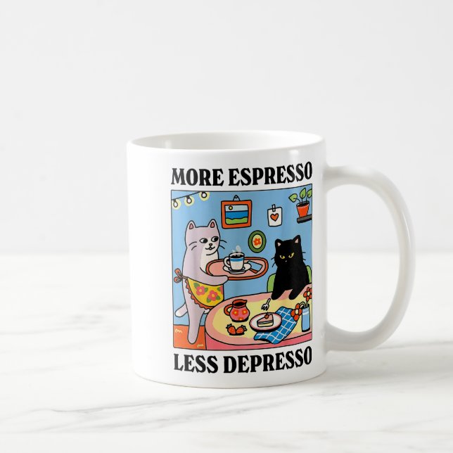 Taza De Café Funny Coffee Lover With Cute Cat More Espresso Les (Derecha)