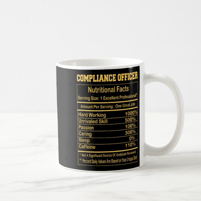 Taza De Café Funny Compliance Officer Nutritional Facts Motivat (Derecha)