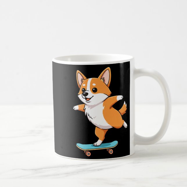 Taza De Café Funny Corgi Skater Skateboard Ballerina Mom Dad Ki (Derecha)