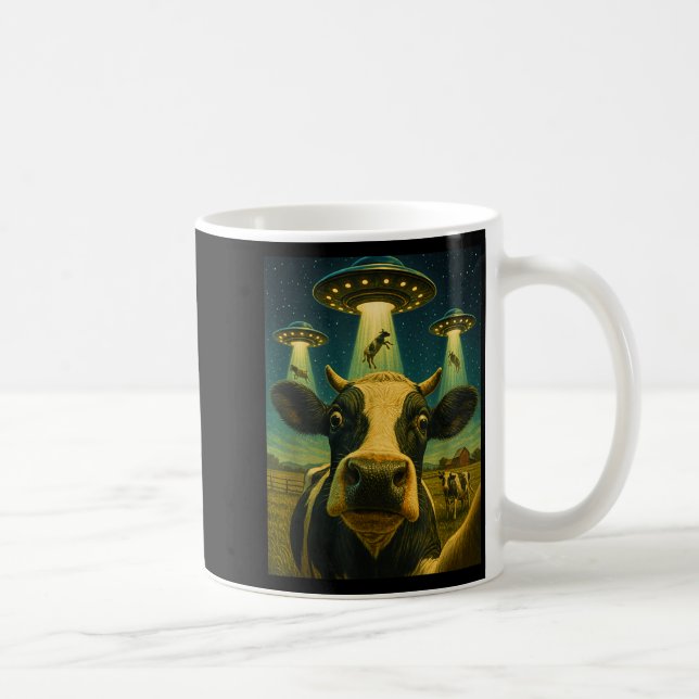 Taza De Café Funny Cow Farm Alien Selfie Ufo Zoo Boys Girls Kid (Derecha)