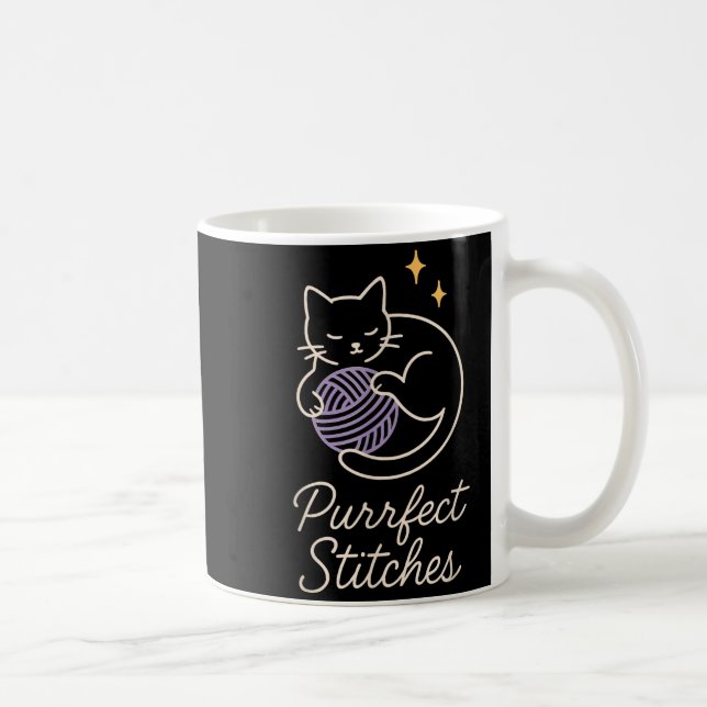 Taza De Café Funny Crochet Cat Mom Yarn Lover Pun Humor Handmad (Derecha)