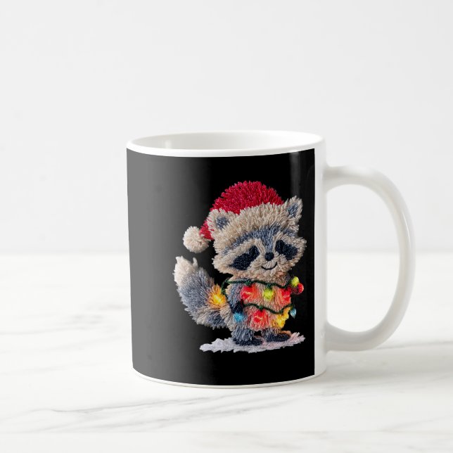 Taza De Café Funny Crochet Christmas Raccoon Xmas Lights Girly  (Derecha)