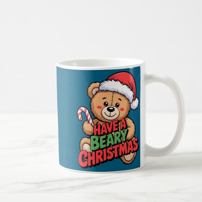 Taza De Café Funny Cute Bear Pun Holiday Xmas Have A Beary Chri (Derecha)