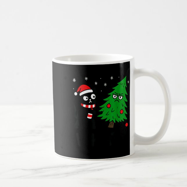 Taza De Café Funny Cute Black Cat What Jamas Christmas Tree Cos (Derecha)