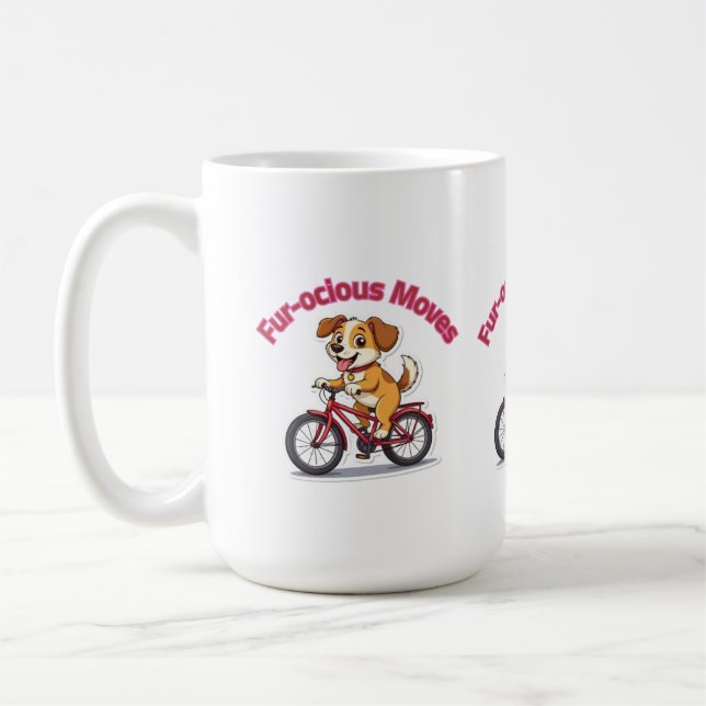 Taza De Café **Funny Cycling Dog – Cute Dog Riding a Bicycle Il (Izquierda)