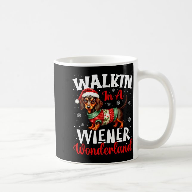 Taza De Café Funny Dachshund Cute Christmas Dog Lover Walking I (Derecha)