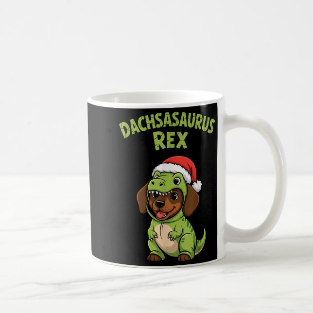 Taza De Café Funny Dachshund Dog T-rex Costume Christmas Kids B (Derecha)