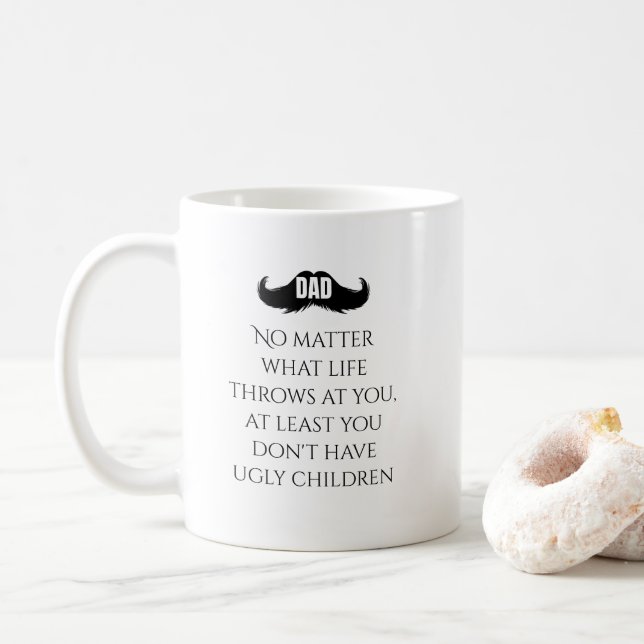 Taza De Café Funny Dad Quote Mustache Art (Con donut)