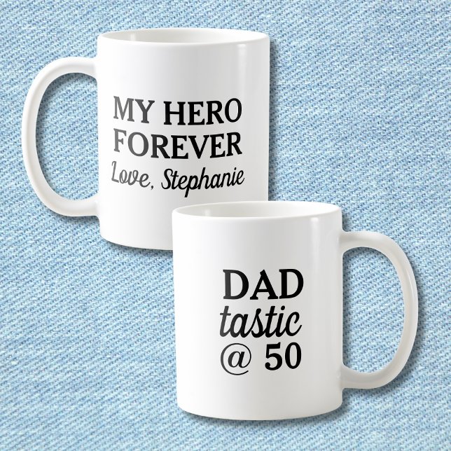 Taza De Café Funny Dad Tastic @50 Hero Forever 50th Birthday (Subido por el creador)
