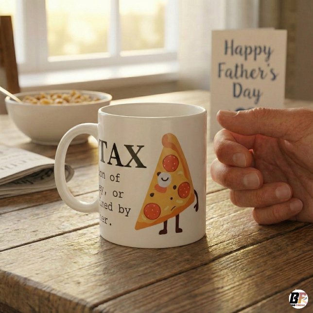Taza De Café Funny "Dad Tax" Definition & Cute Pizza Graphic Cu (Subido por el creador)