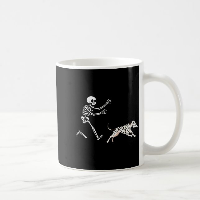 Taza De Café Funny Dalmatian Running Skeleton Halloween  (Derecha)