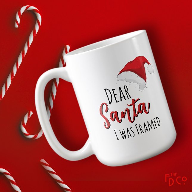Taza De Café Funny Dear Santa (I was Framed) Customizable  (Subido por el creador)