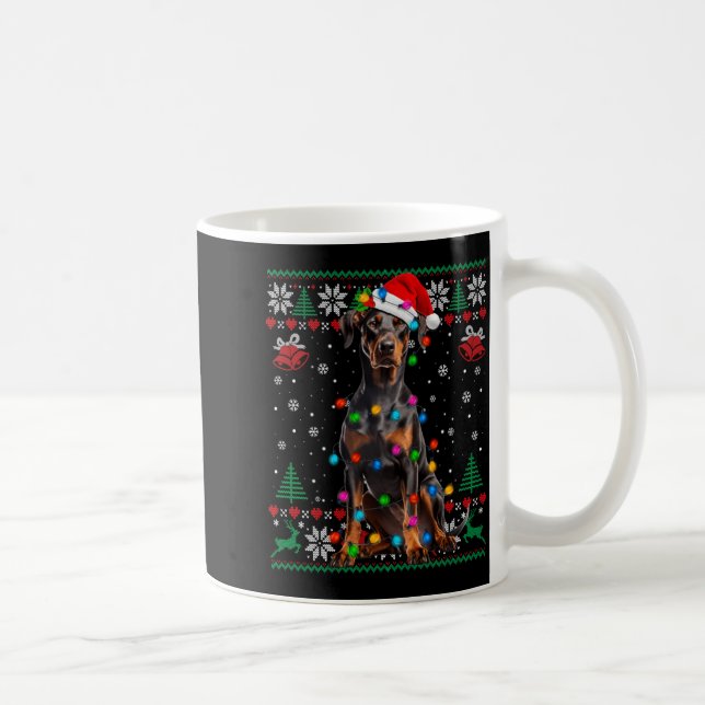 Taza De Café Funny Doberman Christmas Santa Hat Dog Ugly Sweate (Derecha)