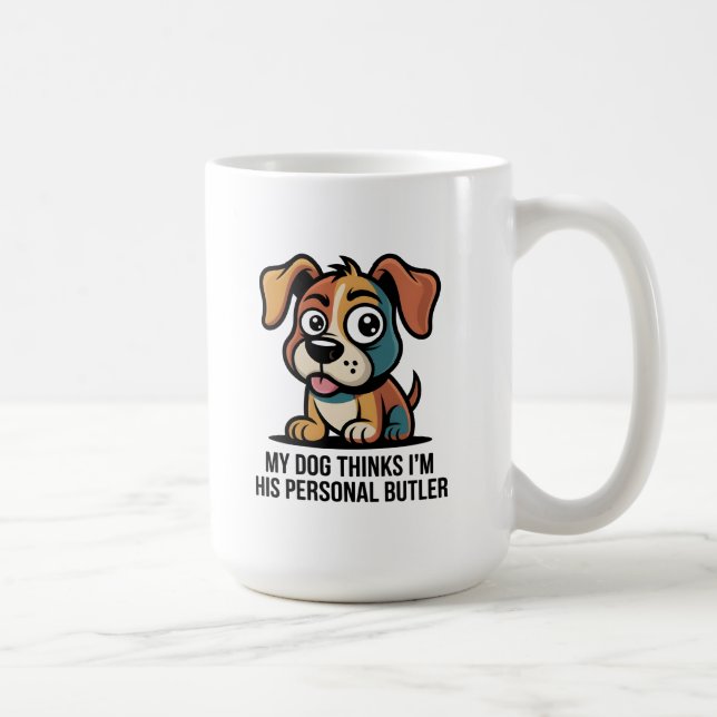 Taza De Café Funny Dog Butler Cartoon Quote (Derecha)