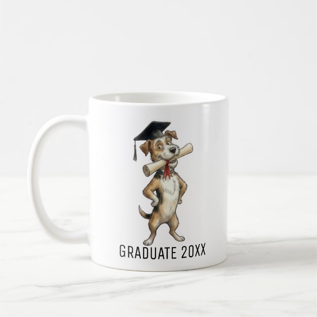 Taza De Café Funny dog Graduation Personalized (Izquierda)