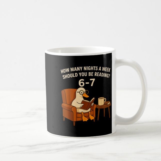 Taza De Café Funny Duck Reading Book 67 Six Seven Meme  (Derecha)