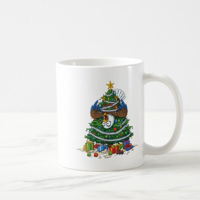 Taza De Café Funny Eagle Christmas Tree Lights Kids Mens Womens (Derecha)