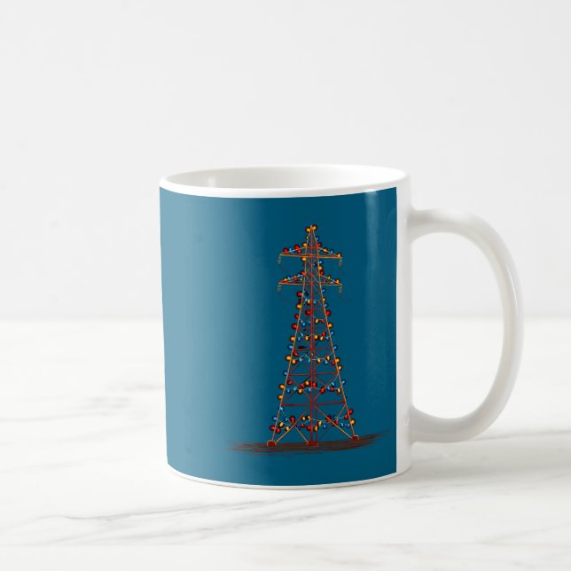 Taza De Café Funny Electric Pylon Christmas Graphics Lights Lov (Derecha)