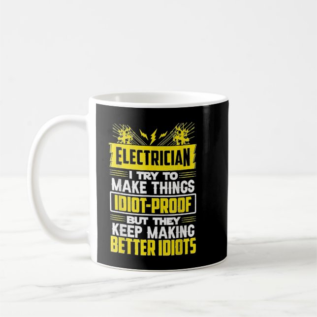 Taza De Café Funny Electrician Art Men Dad Lineman Electronics  (Izquierda)