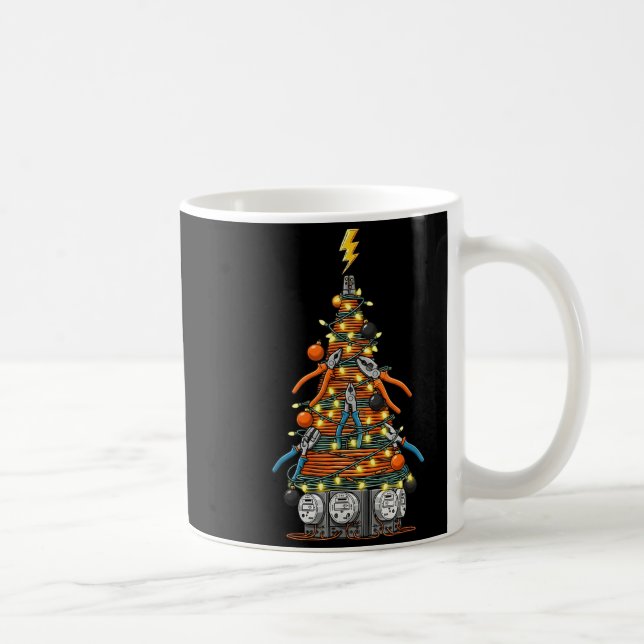 Taza De Café Funny Electrician Christmas Tree Xmas Graphic Men  (Derecha)