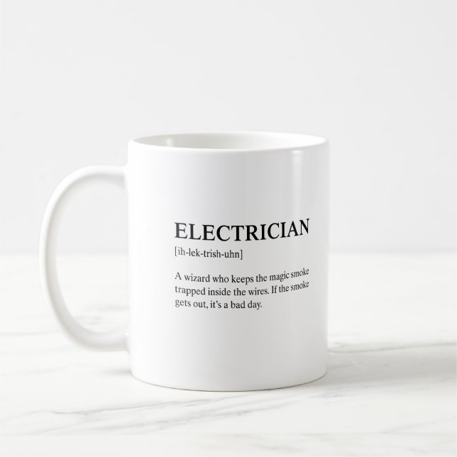 Taza De Café Funny Electrician Technical Meaning Description (Izquierda)