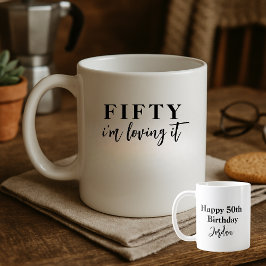 Taza De Café Funny Elegant Simple Me Encanta 50 cumpleaños