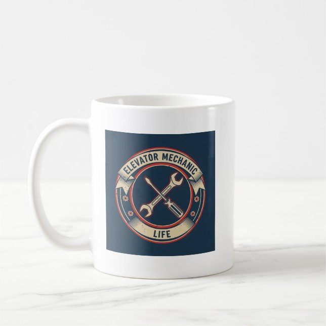 Taza De Café Funny Elevator Technician Gift - Mechanic Life Log (Izquierda)