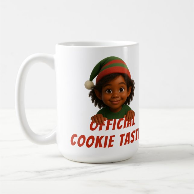 Taza De Café Funny Elf Faces | Official Cookie Tester Christmas (Izquierda)