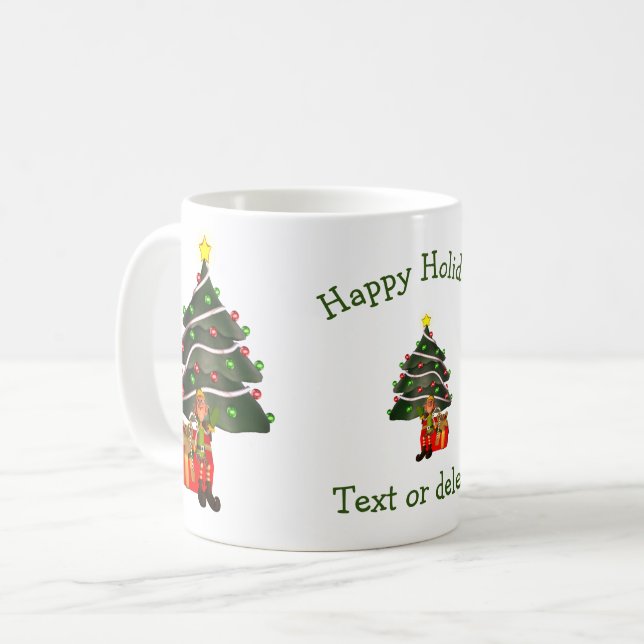 Taza De Café Funny Elf Navidades personalizados vacaciones (Anverso izquierdo)