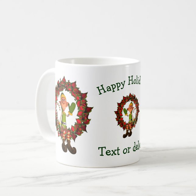 Taza De Café Funny Elf Navidades personalizados vacaciones (Anverso izquierdo)