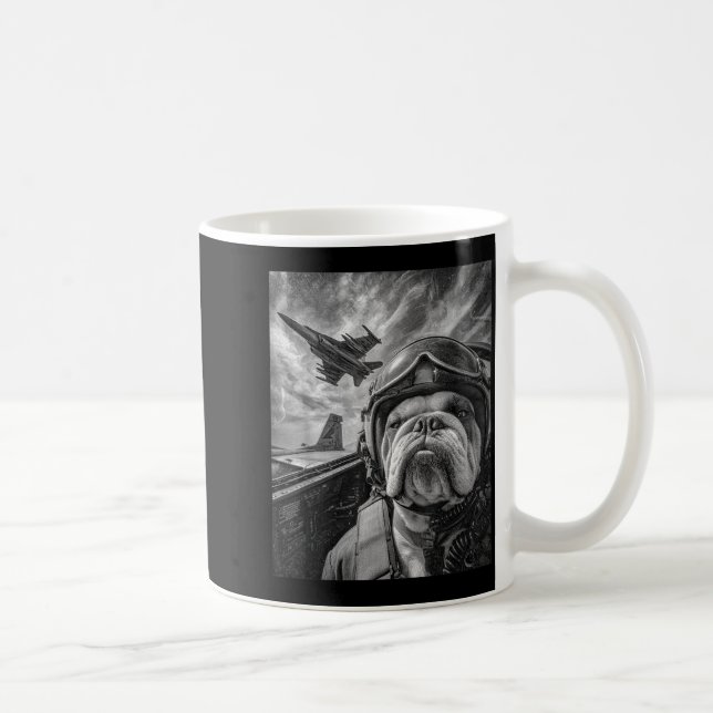 Taza De Café Funny English Bulldog Selfie Fighter Jet Lot Aviat (Derecha)