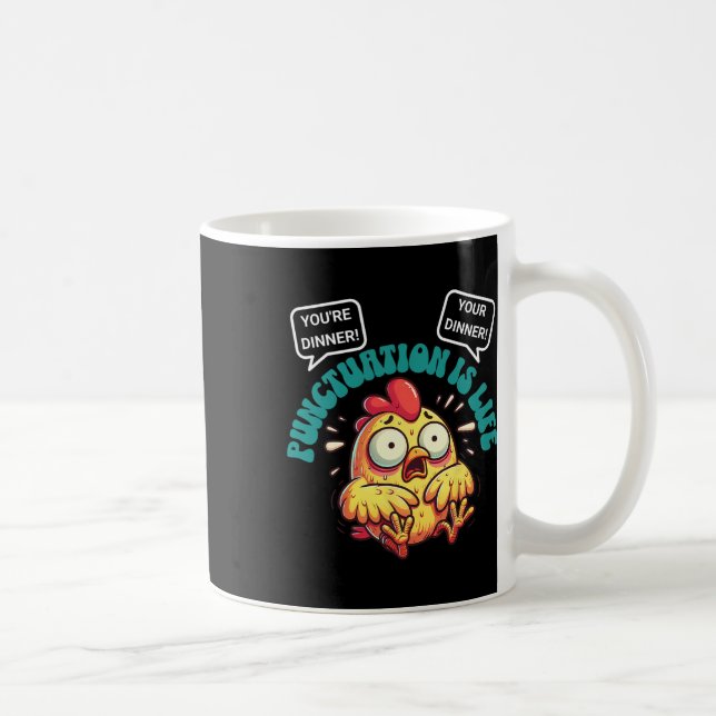 Taza De Café Funny English Grammar Problems Chicken Punctuation (Derecha)