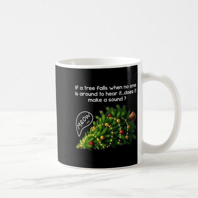 Taza De Café Funny Felines Pushing Christmas Tree Ugly Xmas Paj (Derecha)