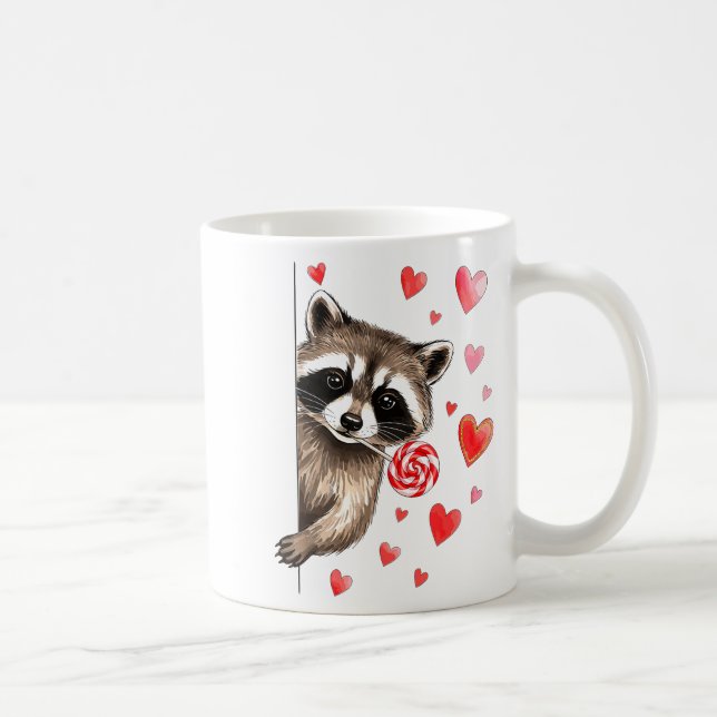 Taza De Café Funny Feral Raccoon Valentine's Day Sarcastic Humo (Derecha)