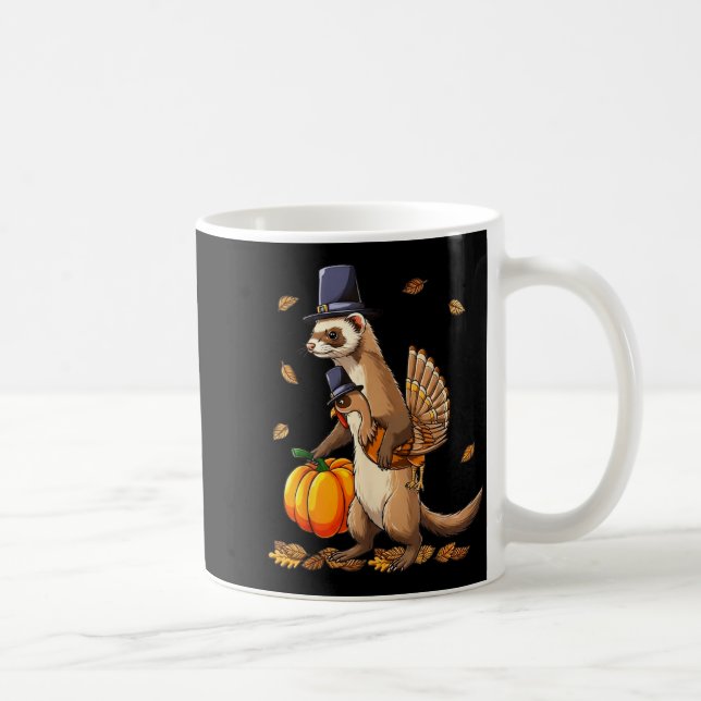 Taza De Café Funny Ferret Turkey Pumpkin Thanksgiving Gift Men  (Derecha)