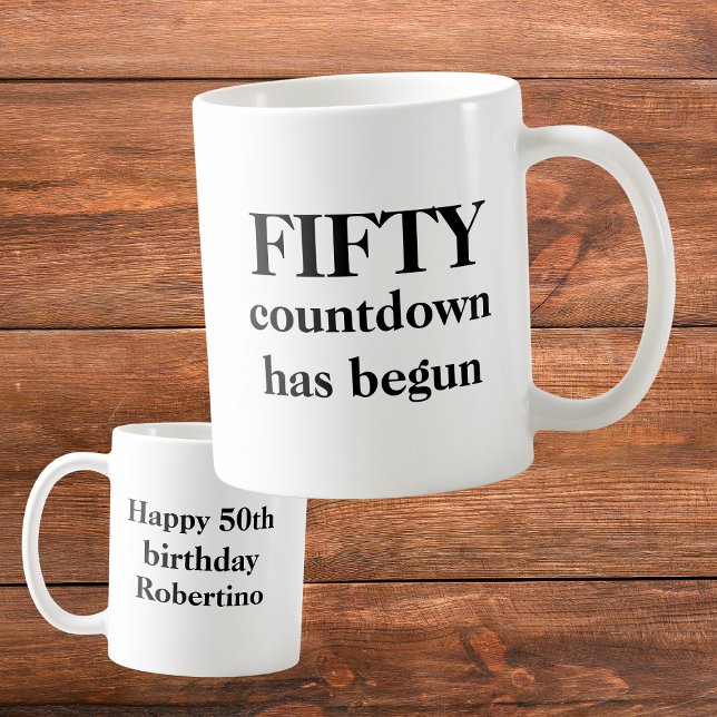 Taza De Café Funny Fifty Countdown Ha Comenzado Los 50 Años (Subido por el creador)