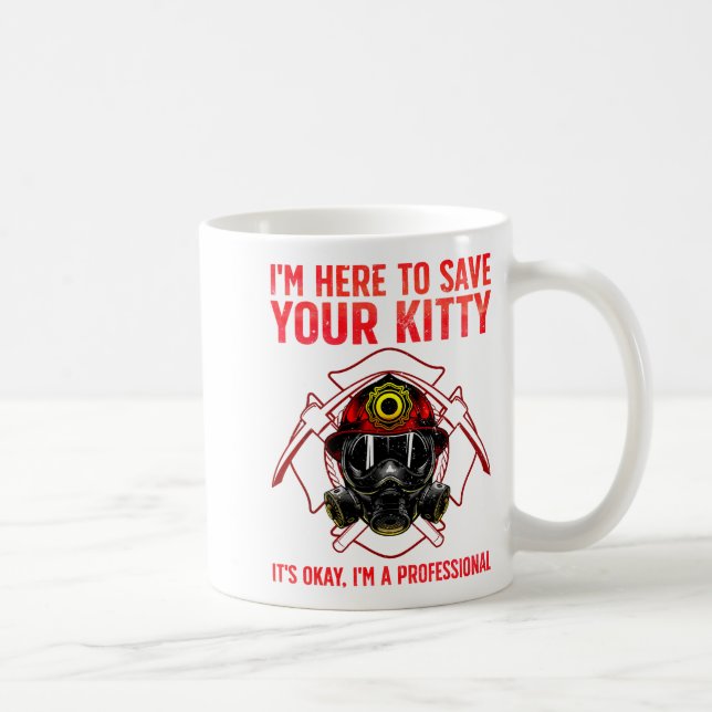 Taza De Café Funny Firefighter Art For Men Women Fireman Gag Fi (Derecha)