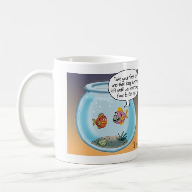 Taza De Café Funny Fish Directions personalizado sobre la vida  (Izquierda)