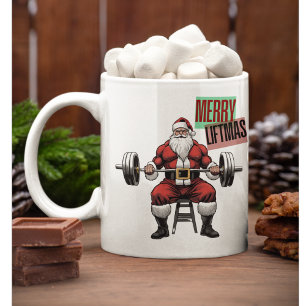 Taza De Café Funny Fitness Navidades Liftmas Barbell Santa