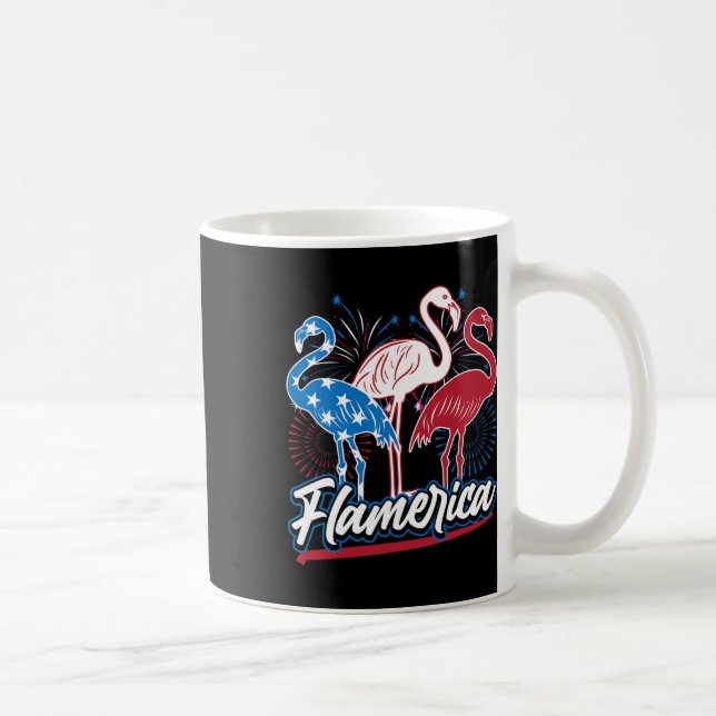 Taza De Café Funny Flamingo 4 De Julio Bandera Patriótica Estad (Derecha)