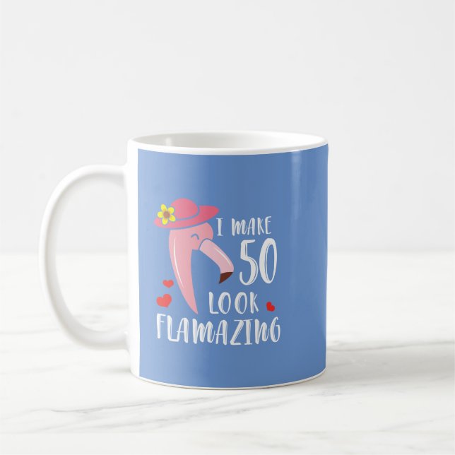 Taza De Café Funny Flamingo 50 cumpleaños de mamá de 50 años (Izquierda)