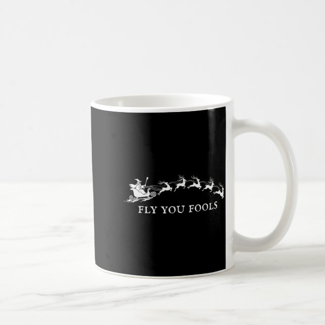 Taza De Café Funny Fly You Fools Santa Sleigh Reindeer Christma (Derecha)