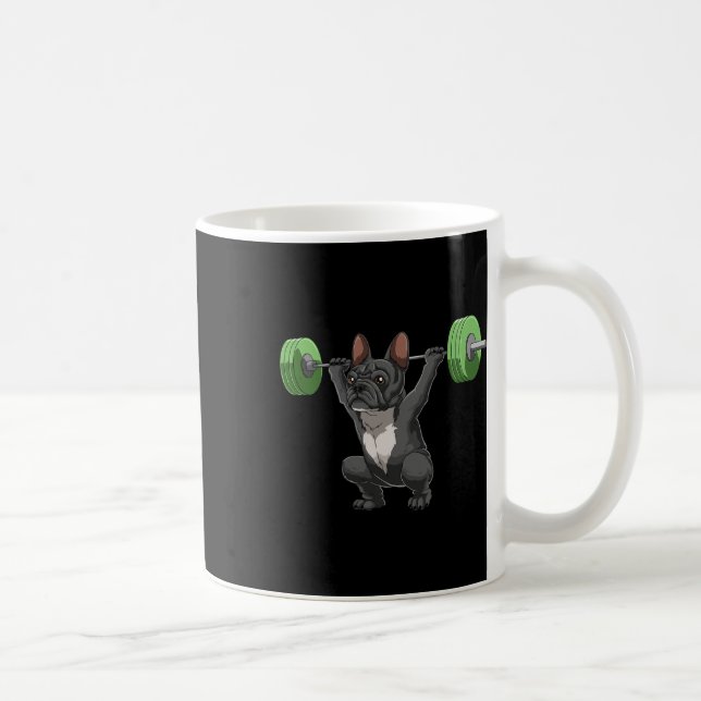 Taza De Café Funny French Bulldog Weightlifting And Bodybuildin (Derecha)