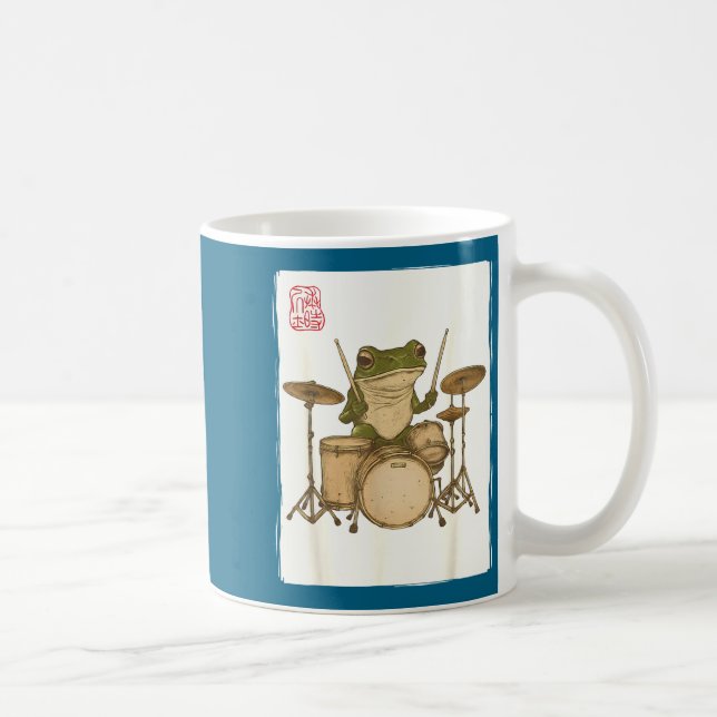 Taza De Café Funny Frog Drum Rock Music Kawaii Japanese  (Derecha)