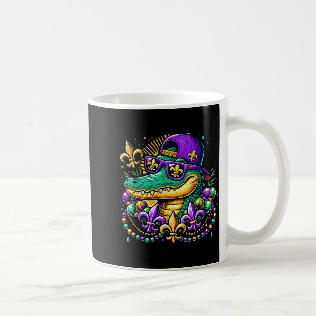 Taza De Café Funny Gator Mardi Gras  (Derecha)