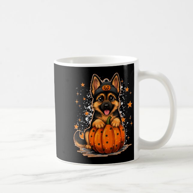 Taza De Café Funny German Shepherd Dog Halloween Pumpkin Graphi (Derecha)