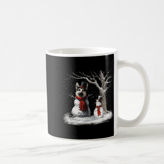 Taza De Café Funny German Shepherd Dog In The Snow Tree Christm (Derecha)