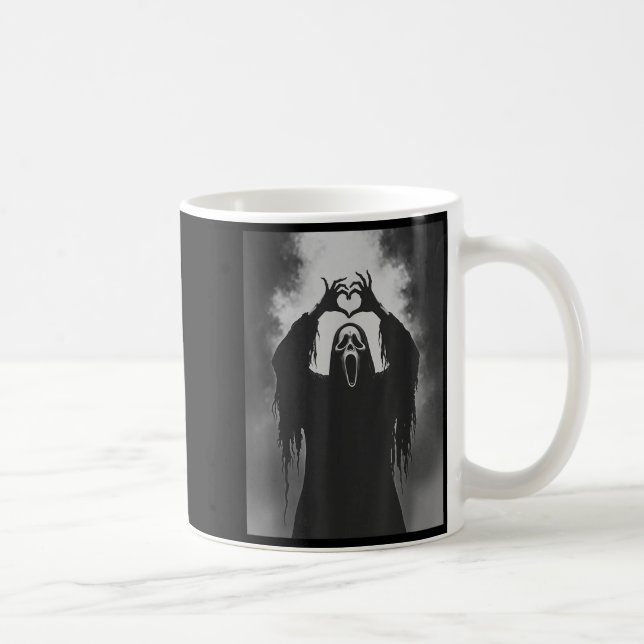 Taza De Café Funny Ghost Hand Heart Sign Soky Costume Halloween (Derecha)