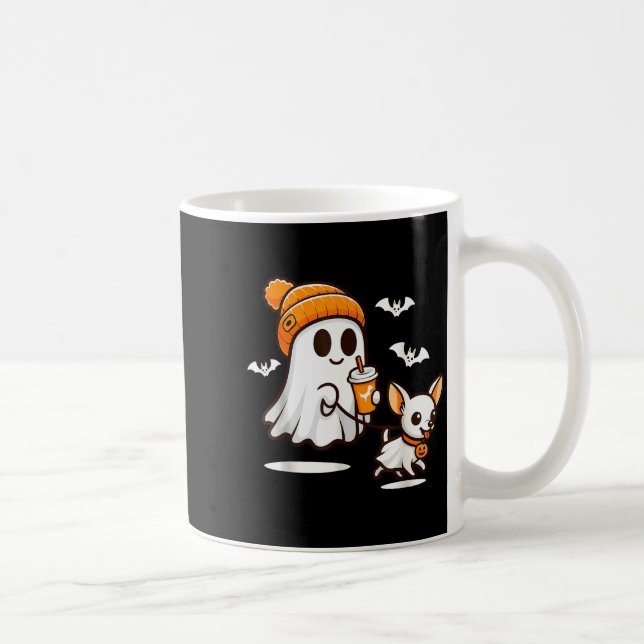 Taza De Café Funny Ghost Walking Chihuahua Dog Halloween Women  (Derecha)