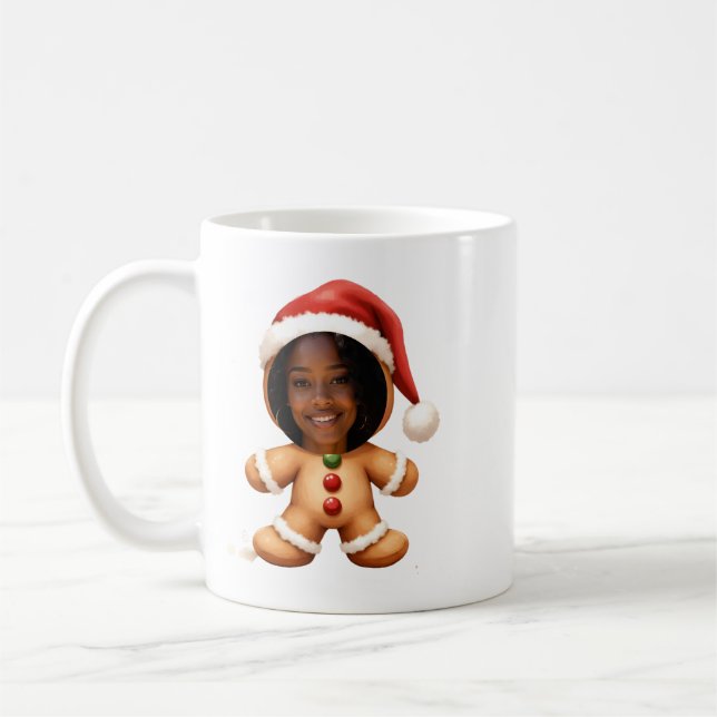 Taza De Café Funny Gingerbread Man Your Photo Christmas (Izquierda)